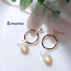 33 オパール×フープ　ハンドメイド　ピアス　イヤリング　天然石　揺れる