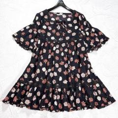 ✨美品✨ピンクハウス カーネーションプリントチュニックブラウス レース フリル