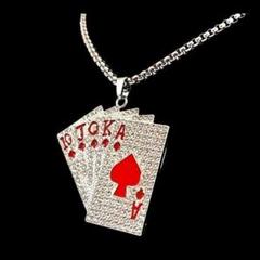 【SALE】ネックレス　メンズ　レッド　赤　トランプ　スペード　アクセサリー