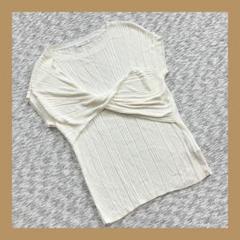 AG by aquagirl◆フレンチスリーブ　サマーニット　白　クロスデザイン