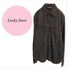 【ラッキーストア】トップス♡長袖シャツ♡ストライプ♡前ボタン【М】カジュアル