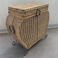 ラタン　猫足収納ボックス　アンティーク　ヴィンテージ