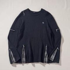 美品】バーバリーブラックレーベル ニット カットソー ロゴ刺繍