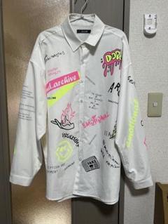 【値下げ】.kom グラフィック長袖シャツ ホワイト