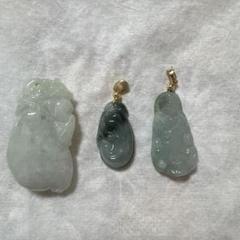 翡翠の仏像ペンダント 3点セット