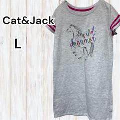 Cat&Jack プリント 半袖ワンピース グレー L(10/12) キッズ