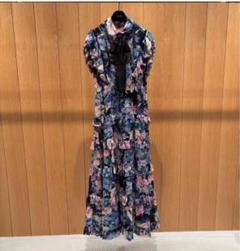 美品✨Sov. ソブ 総柄 花柄 フリル フリンジ シフォン ロングワンピース 美品✨Sov. ソブ 総柄 花柄 フリル フリンジ シフォン ロング