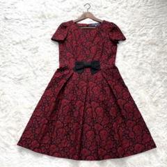 【極美品】M'S GRACY ワンピース Aライン 総刺繍ローズ リボン フレア 極美品】M'S GRACY ワンピース Aライン 総刺繍ローズ リボン