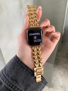 Apple Watch バンド ゴールド ハート38.40.41mm