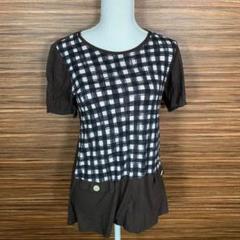 CHER CHEUR Tシャツ チュニック 38サイズ チェック 茶色