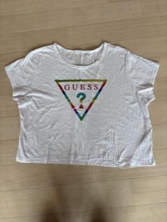 アメリカで購入　GUESS ゲス　ショート丈　半袖Tシャツ　白　XL