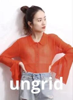 ungrid フレアスリーブ シアー ニットカーディガン