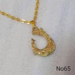 No65 ハワイアンジュエリー ゴールド フィッシュフック ネックレス