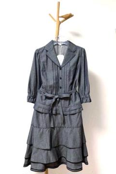 【未使用品】TO BE CHIC スカートスーツ　グレー　リボン 未使用品】TO BE CHIC スカートスーツグレーリボン