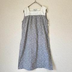 アニエスベーアンファン ノースリーブ 刺繍入りワンピース ネイビー 140