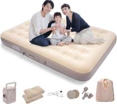 エアーベッド ダブル 電動 自動膨張/収縮 4000mAh大容量バッテリー内蔵