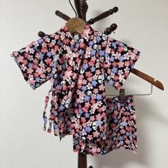 お花 パンダ柄 甚平 ベビー80cm 日本製