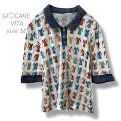 【デザインポロシャツ】GI♡CARE VITA 五分袖 襟ストライプ 綿100%