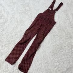 【c5278】GRAZIE オールインワン　サロペット　レッド　チェック柄