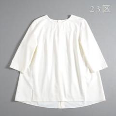 192t*美品 23区 洗える コットンツイルジャージー バックシャンカットソー
