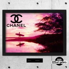 CHANEL type☆A2額装済アートポスター#607★シャネルサーフボード CHANEL type☆A4額装済オマージュアートインテリアポスター#607