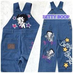 【30％OFF】 美品☆ベティちゃん オーバーオール 刺繍 デニム サロペット サロペット・オーバーオール・オールインワン