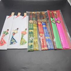 タイ　民芸品　　天然木製箸セット　10 本セット はし袋付き