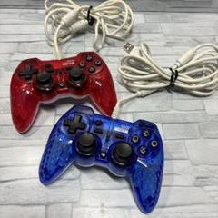 PS3 ホリパッド3ミニ コントローラー クリアレッド ブルーヒビ 2台