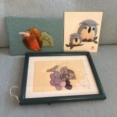 切り布 ホウセンカ ぶどう フクロウ 置物 アート ハンドメイド