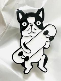 新品★ ピンバッチ スケボー ボストンテリア ★bのサムネイル