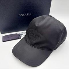 極美品 PRADA プラダ ベースボールキャップ ロゴ 刺繍 ブラック XL
