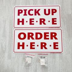 店舗 看板 おしゃれ ORDER HERE / PICK UP HERE 白 赤