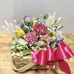 花かご アレンジ ＊ ナチュラル フラワーバスケット ドライフラワー ラッピング