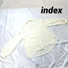 美品【index】長袖ブラウス ギャザー 薄黄色 イエロー M 透け感 きれいめ