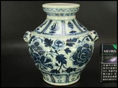 中国美術 青花 纏枝蓮花紋 獣耳 壷 高18.2cm(LC515) 中国美術 青花 纏枝蓮花紋 獣耳 壷 高18.2cm(LC515) - メルカリ