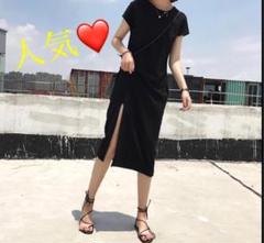 0603 ❤️値下げ❤️ シンプル 黒 ワンピース スリットあり