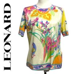 LEONARD レオナール 半袖 Tシャツ L 花柄 日本製 マルチ ファスナー