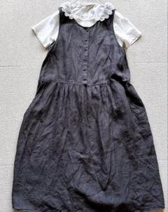 【サマンサMos2セット♡】 リネン ノースリワンピース　フリル襟Tシャツ