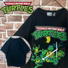 【大人気❗️】ミュータントタートルズ☆デカロゴ　プリントTシャツ　ブラック