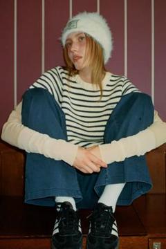 LETERIE LR LABEL ANGORA BEANIE 白 ニット帽