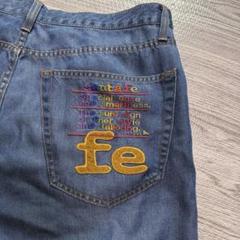 santafe デニム ワイド テンセル 刺繍 ロゴ イージーパンツ 希少 レア