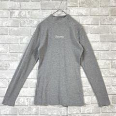 コンバース モックネック ロゴ刺繍 リブカットソー L グレー 細見え シンプル