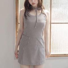 andmary Natalie check mini dress Black - メルカリ