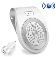 車載 Bluetoothスピーカー ハンズフリーキット 車内通話 (ホワイト)