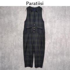 Paratiisi パラティッシ【FREE】チェック柄サロペットグリーン