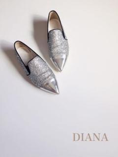 DIANA グリッタースニーカー フラットシューズ スリッポン シルバー