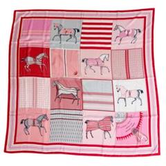 ⭐️良品⭐️ エルメス カレ140 馬着 大判 シルクスカーフ ピンク ⭐️良品⭐️ エルメス カレ140 馬着 大判 シルクスカーフ