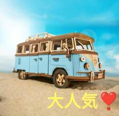 大人気❣️j レトロな青いバス型木工キット 1:14 お洒落 可愛い インテリア
