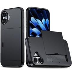 耐衝撃 スマホカバー カード収納 黒 iPhone16 ProMAX