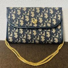 christian dior チェーン ショルダーバッグ トロッター ネイビー